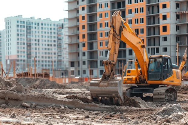 Photo gratuite scène du chantier avec l'équipement