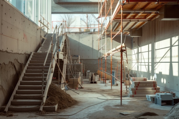 Scène du chantier avec l'équipement