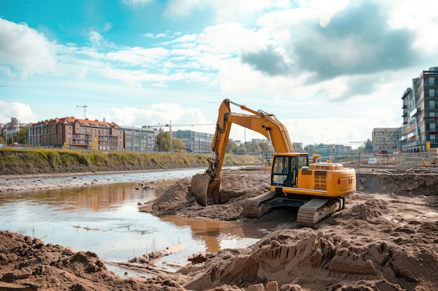 Photo gratuite scène du chantier avec l'équipement