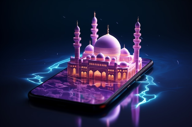 Photo gratuite scène d'éléments de célébration du ramadan 3d