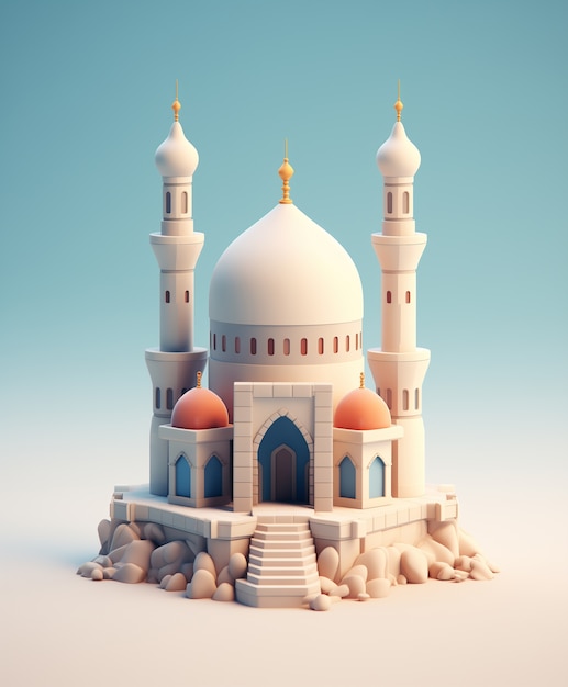 Photo gratuite scène d'éléments de célébration du ramadan 3d