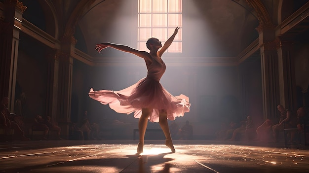 Photo gratuite scène épique de danseuse de ballet sur scène