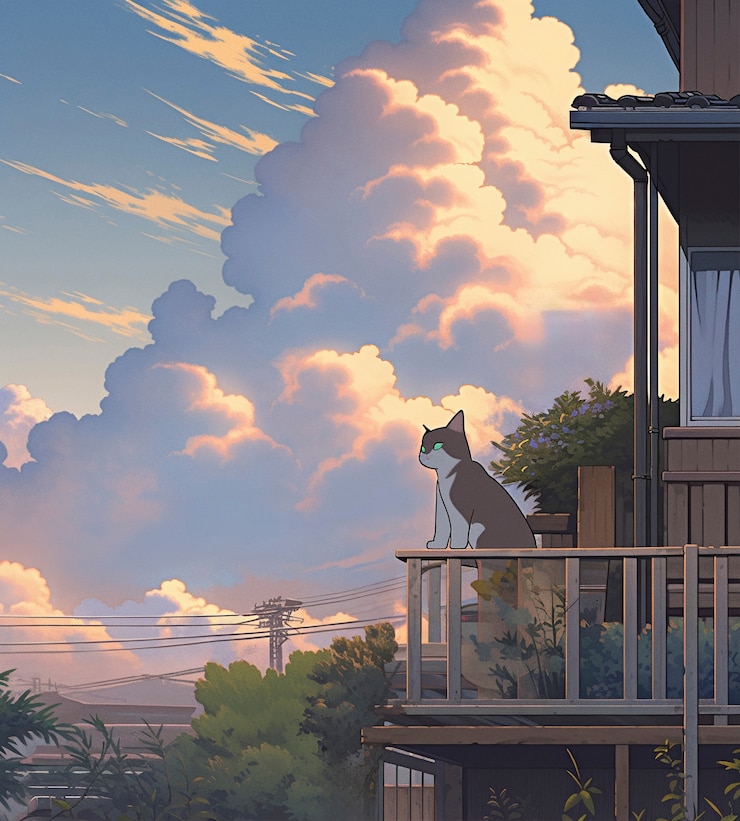 Photo gratuit scène d'été du style de vie des dessins animés