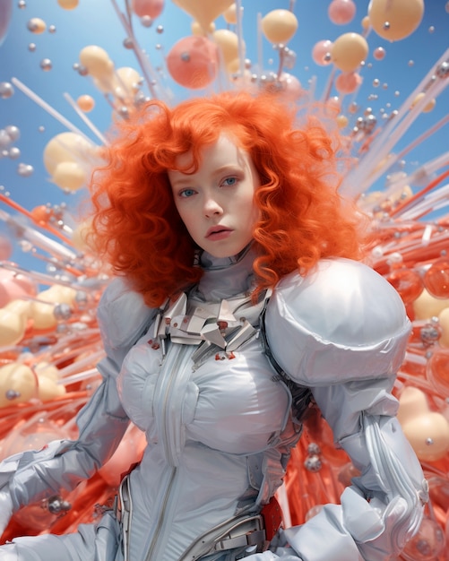 Scène de fantaisie futuriste avec costume abstrait