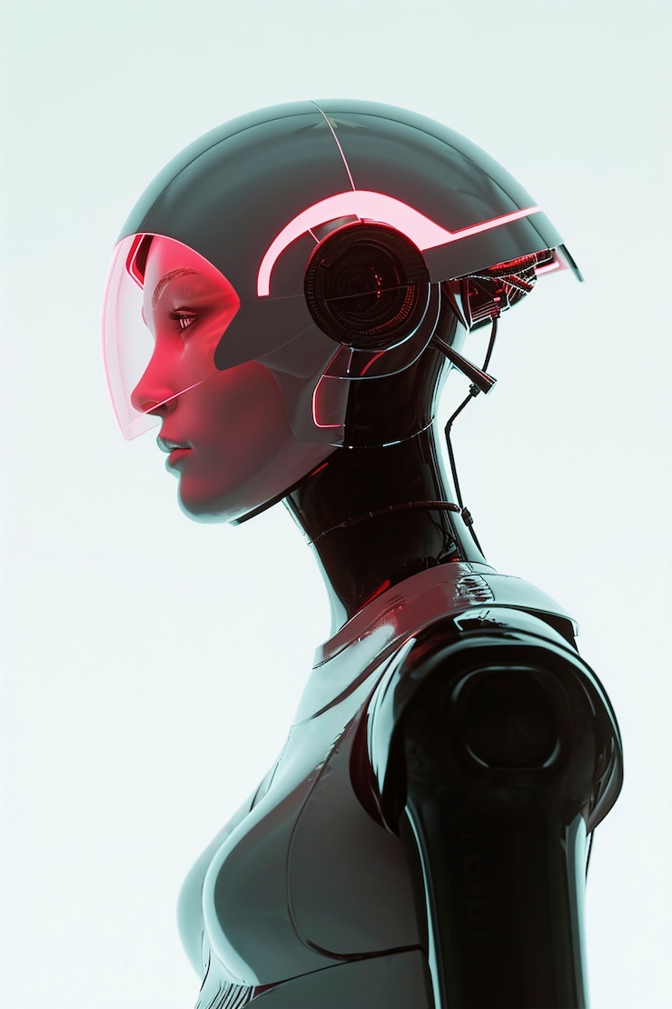Photo gratuit une scène fantastique avec un personnage humain robotique futuriste.