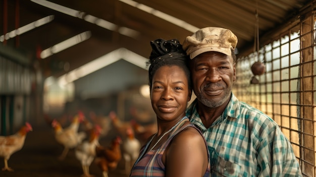 Photo gratuite scène d'une ferme de poulets avec des volailles et des gens