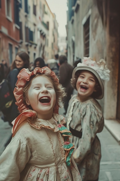 Photo gratuite scène avec des gens célébrant le carnaval avec des costumes