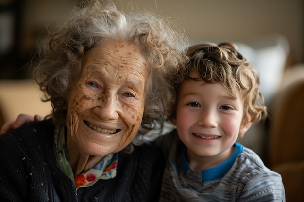 Scène d'un grand-parent et d'un petit-fils heureux lors de la célébration de la journée des grands-parents