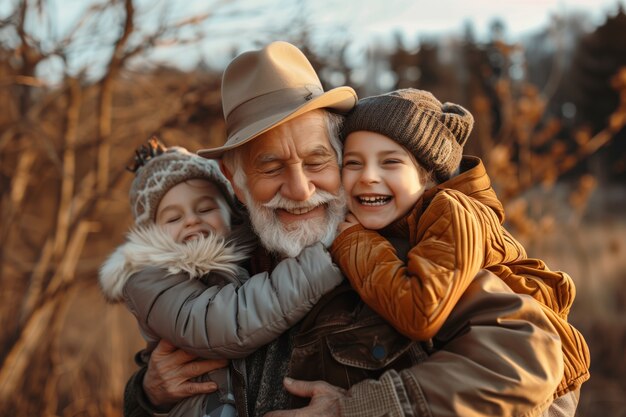 Scène d'un grand-parent et d'un petit-fils heureux lors de la célébration de la journée des grands-parents