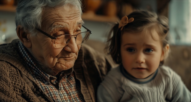 Photo gratuite scène d'un grand-parent et d'un petit-fils heureux lors de la célébration de la journée des grands-parents