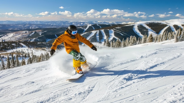 Photo gratuite scène d'hiver photoréaliste avec des gens faisant du snowboard