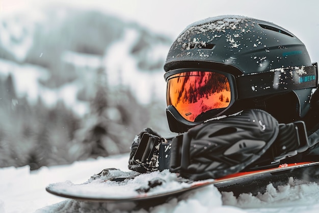 Photo gratuite scène d'hiver photoréaliste avec des gens faisant du snowboard