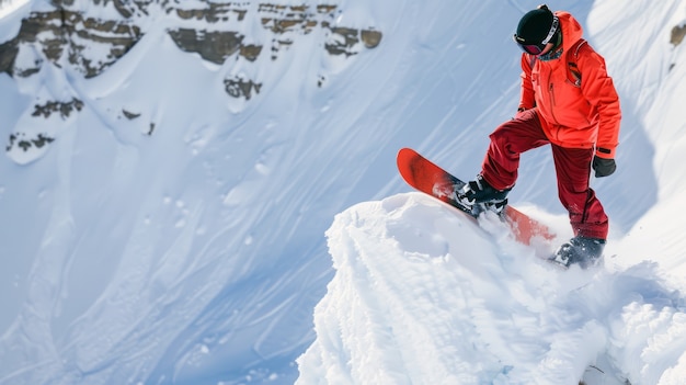 Scène d'hiver photoréaliste avec des gens faisant du snowboard