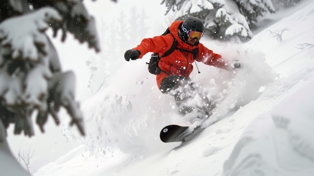 Photo gratuite scène hivernale avec des gens en snowboard