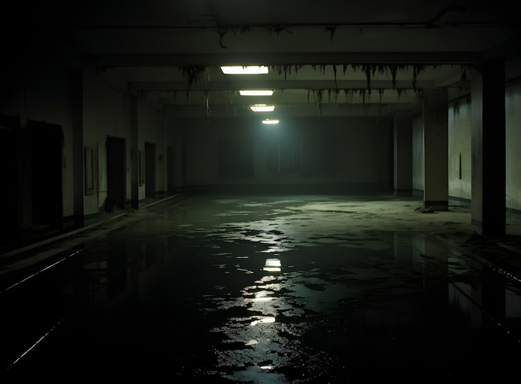Photo gratuit scène d'horreur avec une salle étrange