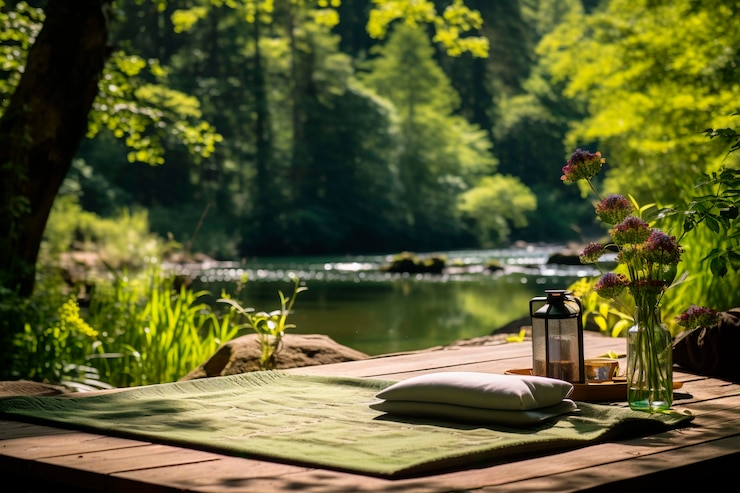 Photo gratuit scène de la nature pour la médiation du yoga