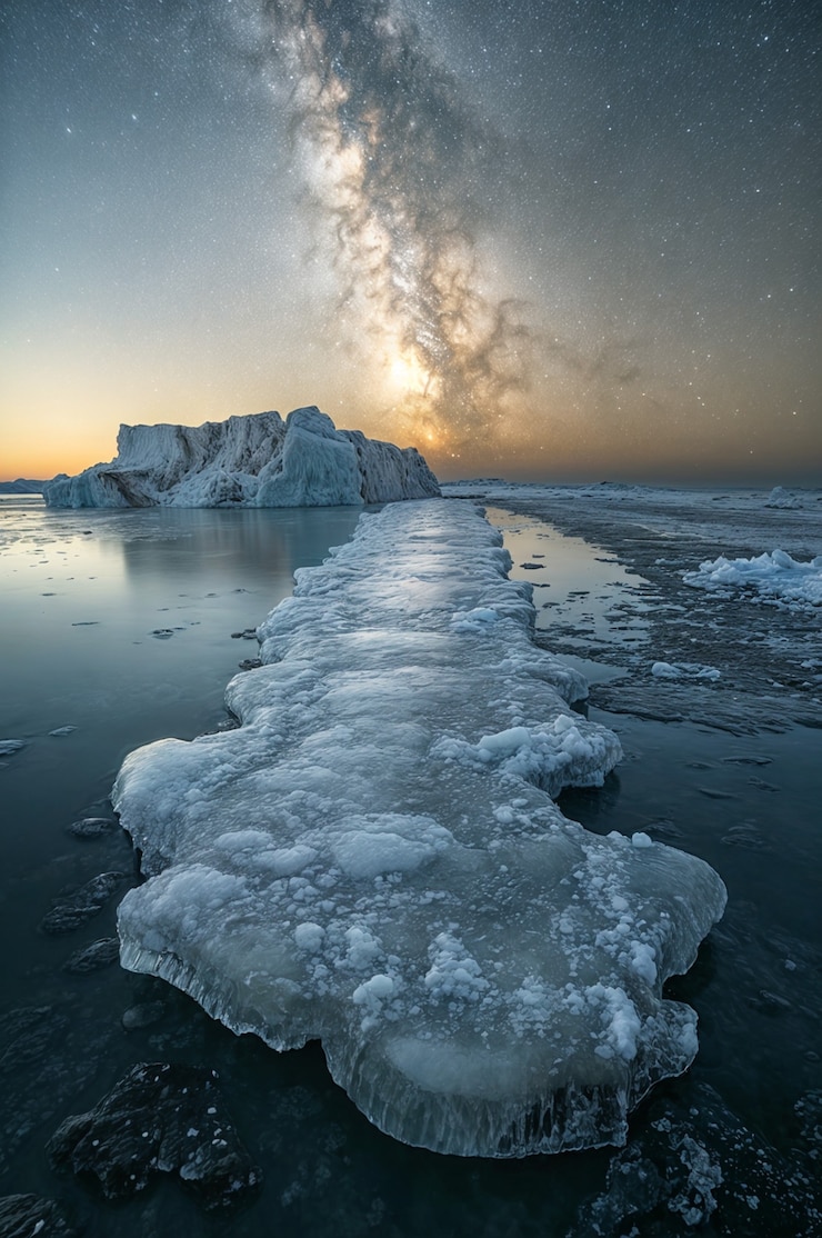 Photo gratuit scène nocturne avec un glacier naturel