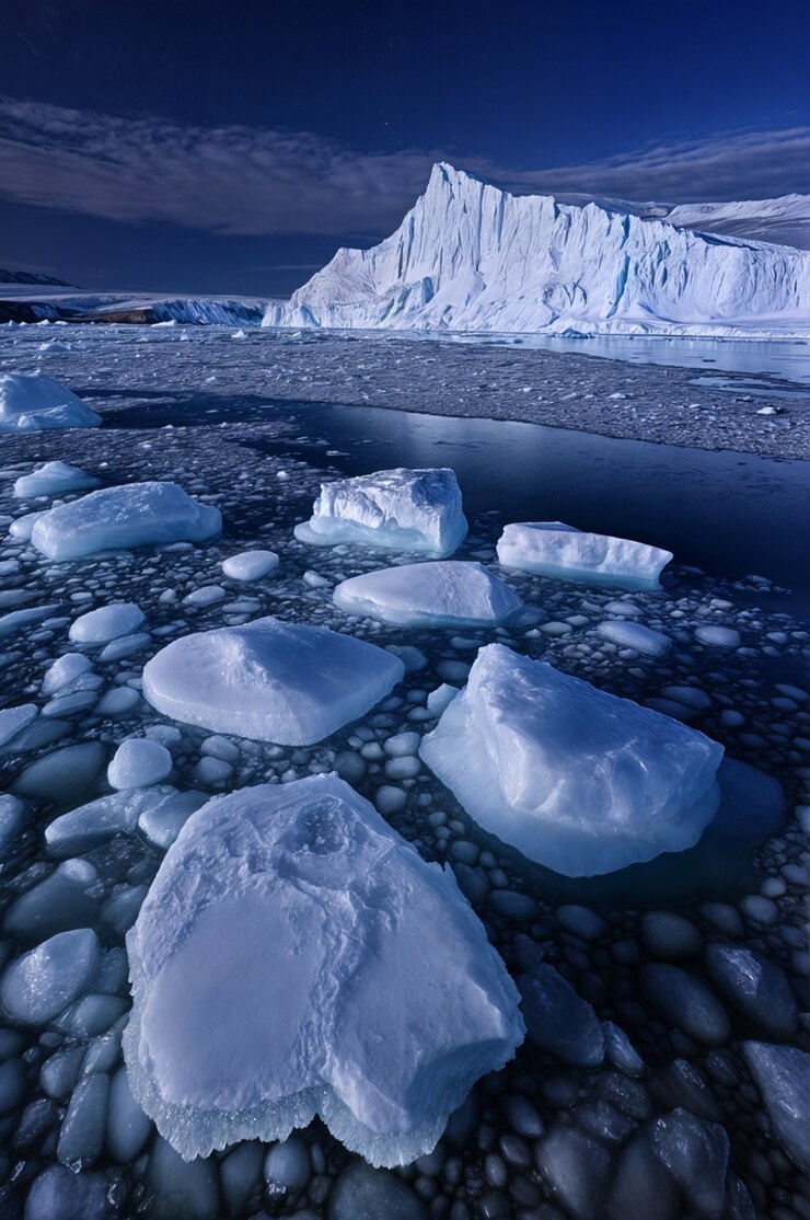 Photo gratuit scène nocturne avec un glacier naturel