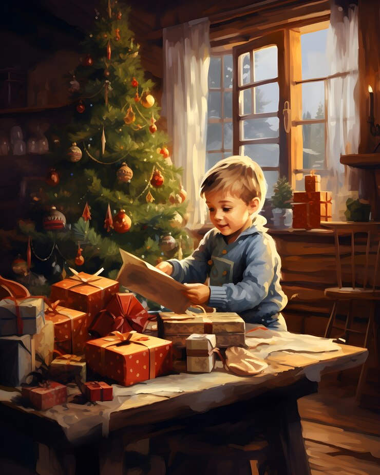 Photo gratuit scène de noël de style artistique numérique avec un concept traditionnel