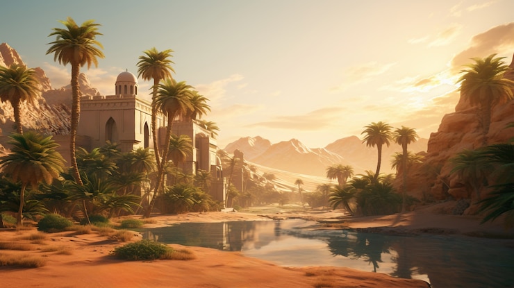 Photo gratuit scène de paysage de l'ancienne bagdad inspirée de jeux vidéo