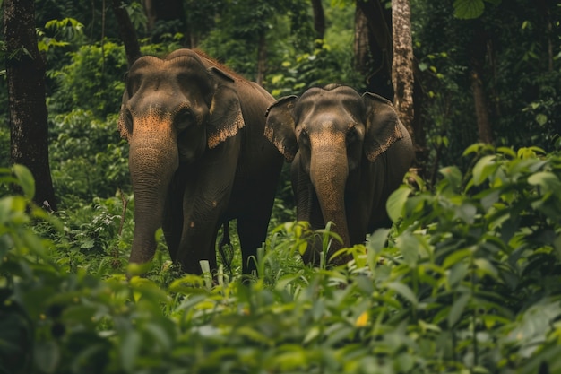 Photo gratuite scène photoréaliste d'éléphants sauvages