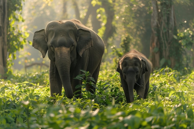 Photo gratuite scène photoréaliste d'éléphants sauvages