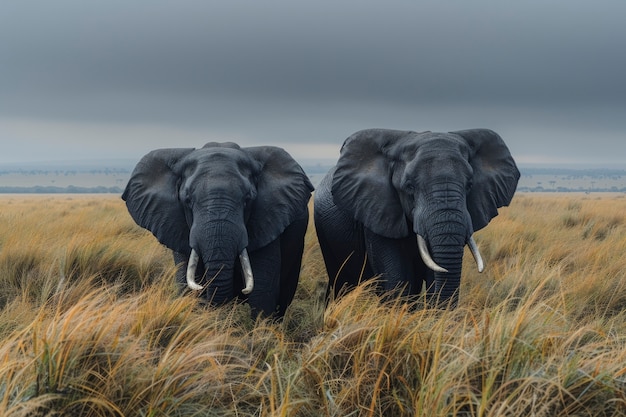 Photo gratuite scène photoréaliste d'éléphants sauvages