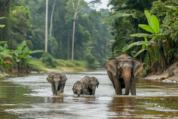 Photo gratuite scène photoréaliste d'éléphants sauvages