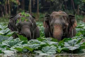 Photo gratuite scène photoréaliste d'éléphants sauvages