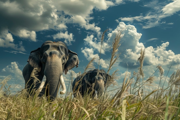 Photo gratuite scène photoréaliste d'éléphants sauvages