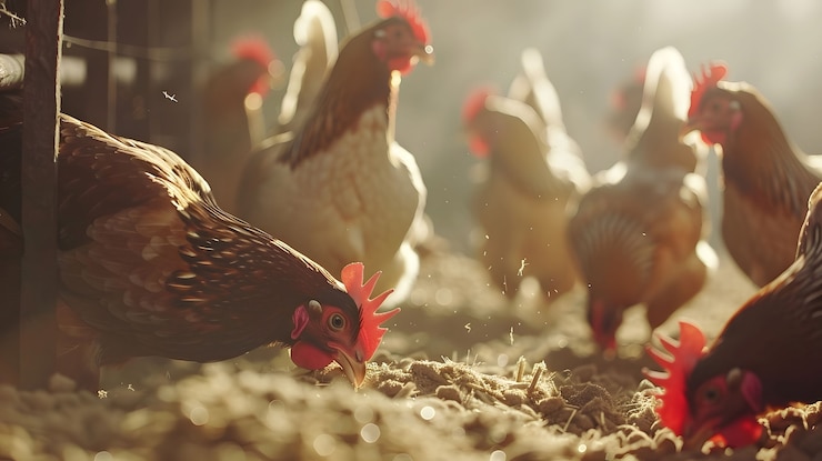 Photo gratuit scène photoréaliste d'une ferme avicole avec des poulets