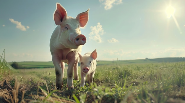 Photo gratuite scène photoréaliste avec des porcs élevés dans un environnement agricole