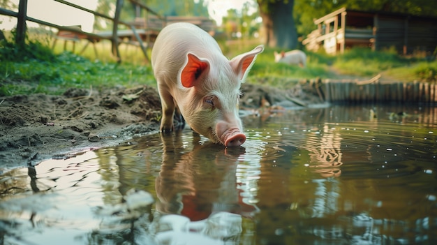 Photo gratuite scène photoréaliste avec des porcs élevés dans un environnement agricole