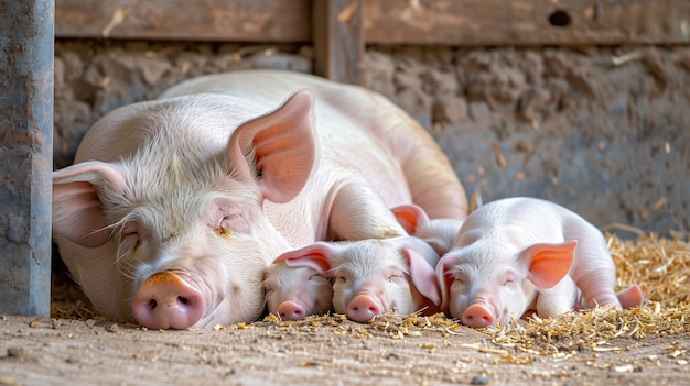 Photo gratuite scène photoréaliste avec des porcs élevés dans un environnement agricole