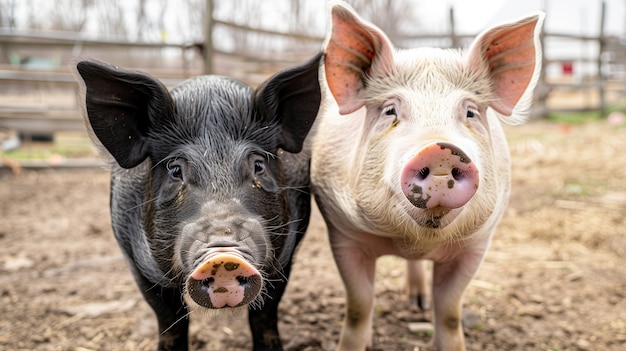 Photo gratuite scène photoréaliste avec des porcs élevés dans un environnement agricole