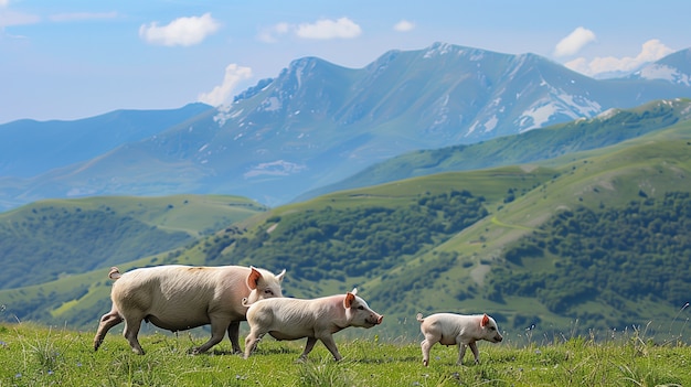 Photo gratuite scène photoréaliste de la vie à la ferme avec des cochons
