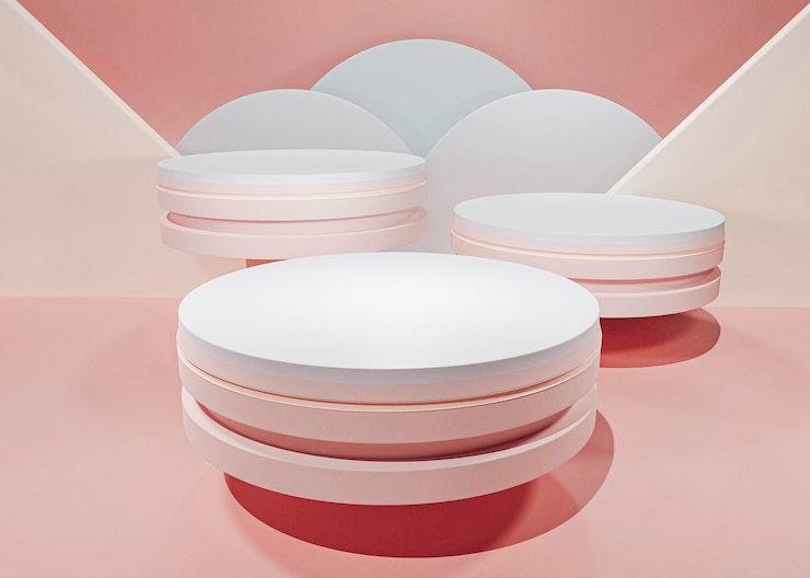 Photo gratuit scène avec podiums minimes 3d