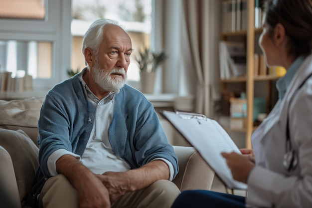 Scène réaliste avec des soins aux personnes âgées pour les personnes âgées