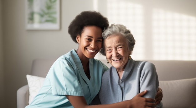 Photo gratuite scène réaliste avec des soins aux personnes âgées pour les personnes âgées