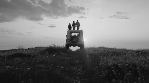 Photo gratuite scène saisonnière d'été avec un effet noir et blanc monochromatique.