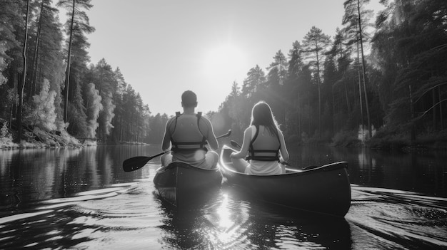 Scène saisonnière d'été avec un effet noir et blanc monochromatique.