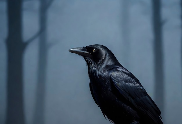 Photo gratuite scène sombre de corbeau dans la nature