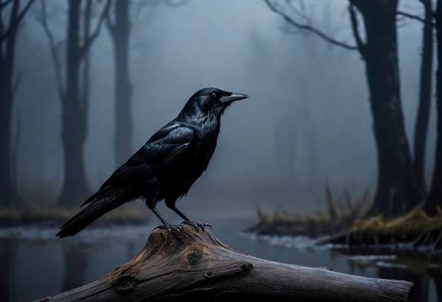 Scène sombre de corbeau dans la nature