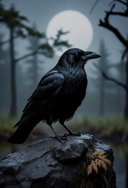 Scène sombre de corbeau dans la nature