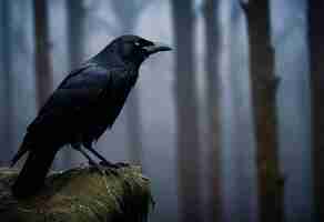 Photo gratuite scène sombre de corbeau dans la nature