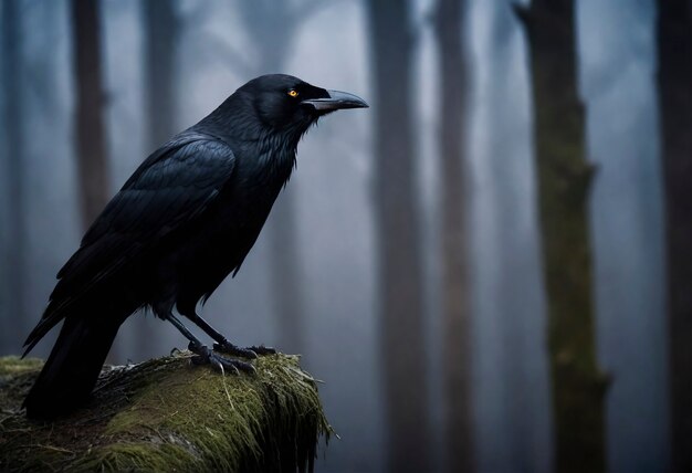 Scène sombre de corbeau dans la nature