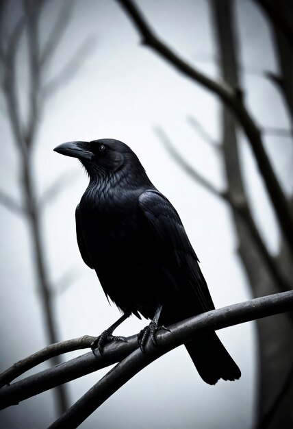 Scène sombre de corbeau dans la nature