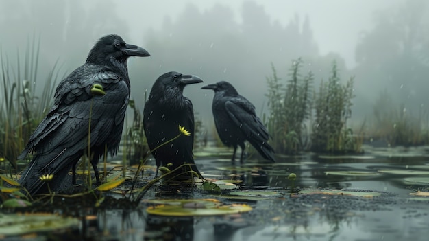 Scène sombre de corbeau à l'extérieur