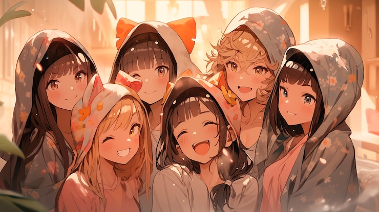 Photo gratuit une scène de style anime représentant l'amitié des filles