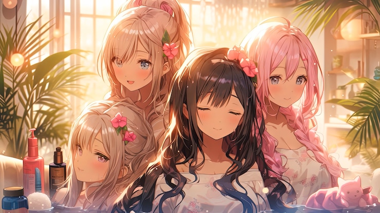 Photo gratuit une scène de style anime représentant l'amitié des filles